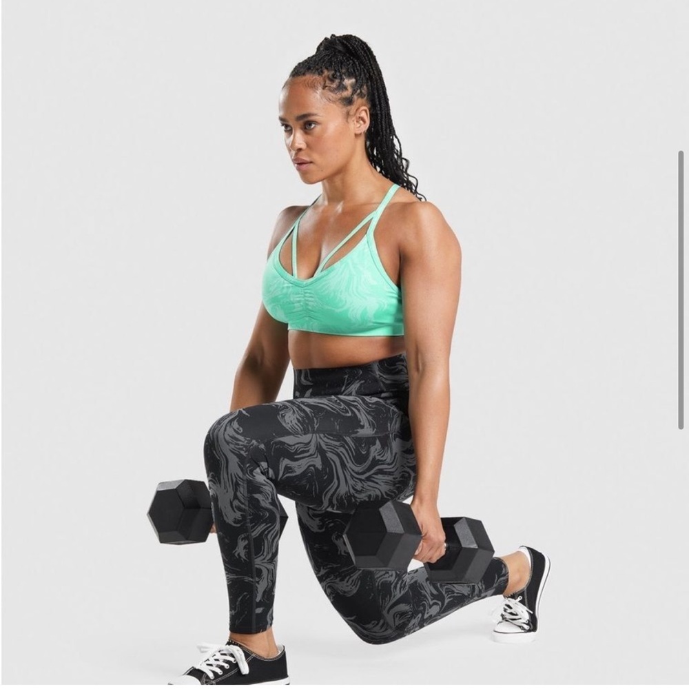 Gymshark Bright Turquoise Print Power Sports Bra - Picture 4 of 10